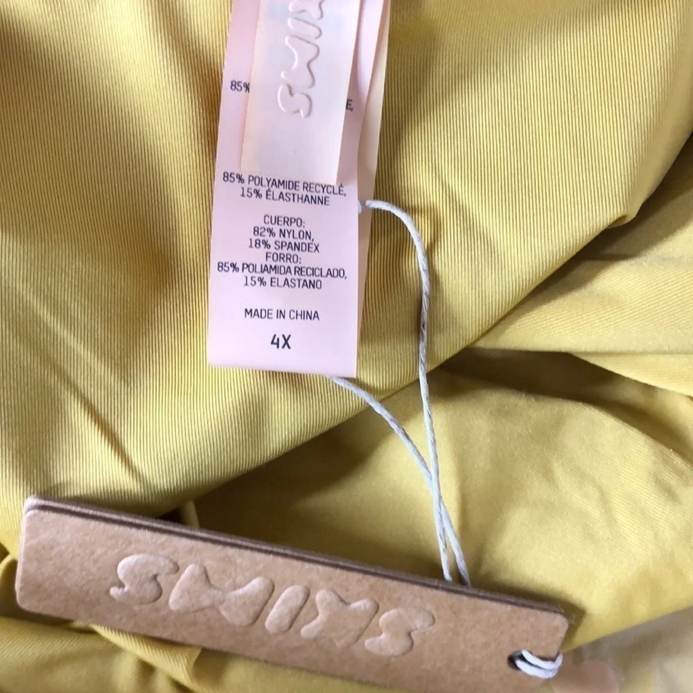 SKIMS Metallic Swim Bottoms Dipped Mid Waist Bottoms Gold  NWT 4X